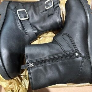UGG Black Leather Boots with Buckles
